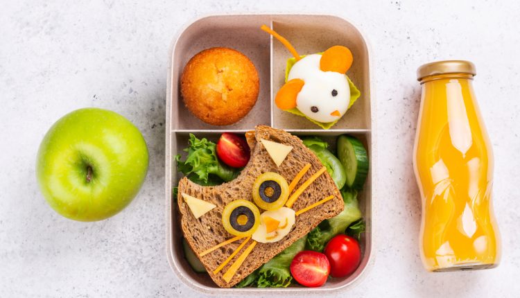 Kids,Lunch,Box,With,Cute,Cat,Sandwich,,Muffin,And,Mouse